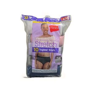 Hanes‎ Women’s 10-Pack Breathable Cotton Tagless Stretch Briefs Size M (6) – New